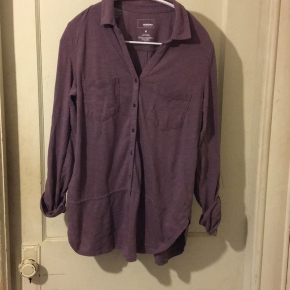 Sonoma casual button down purple shirt size medium - Picture 2 of 5